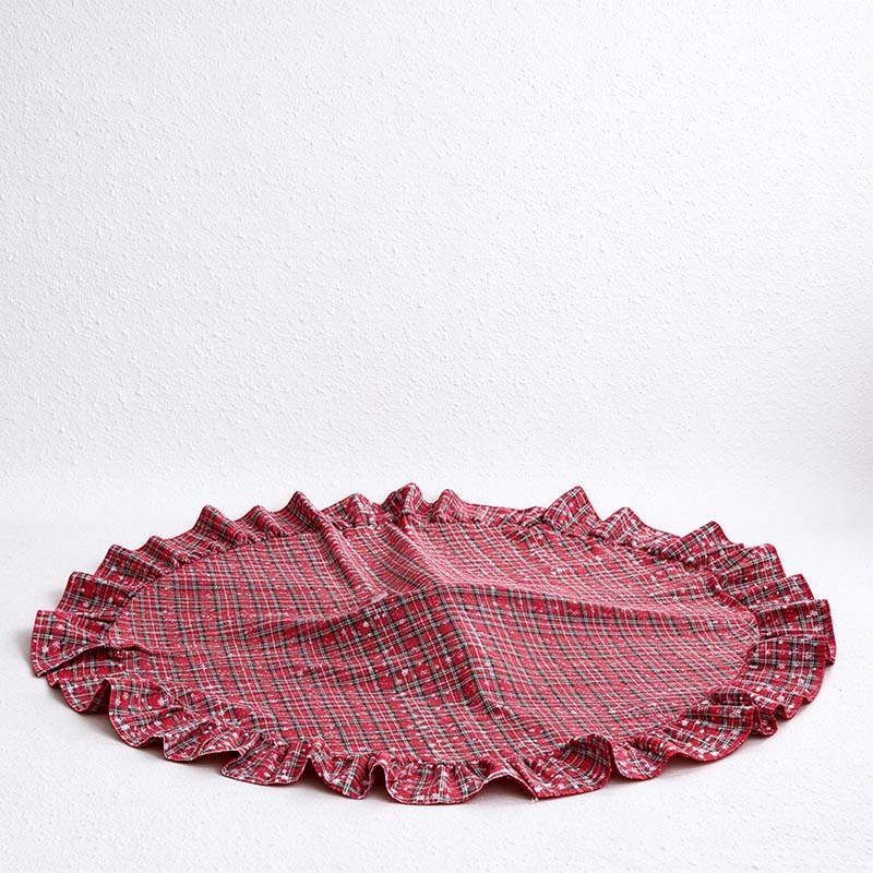 CouldNook Ruffled Christmas Tree Skirt - Patterned Fabric And Gathered Border
