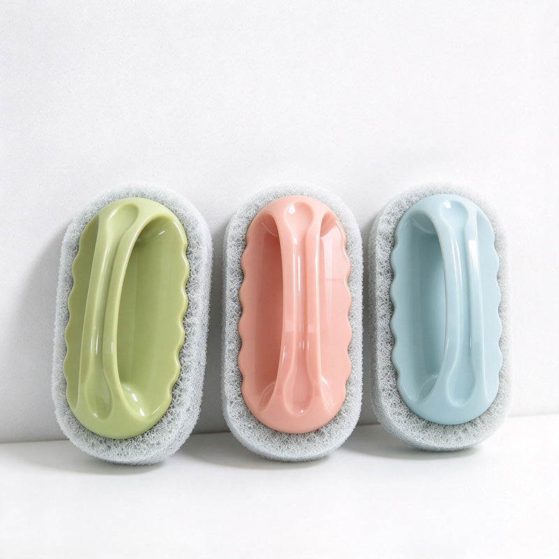 CouldNook Handled Cleaning Brush - Oval Scouring Pad and Pastel Grip