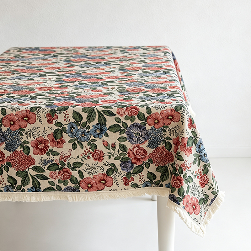 CouldNook  Linen Blend Jacquard Cloth Tablecloth - Warm Dining Accent