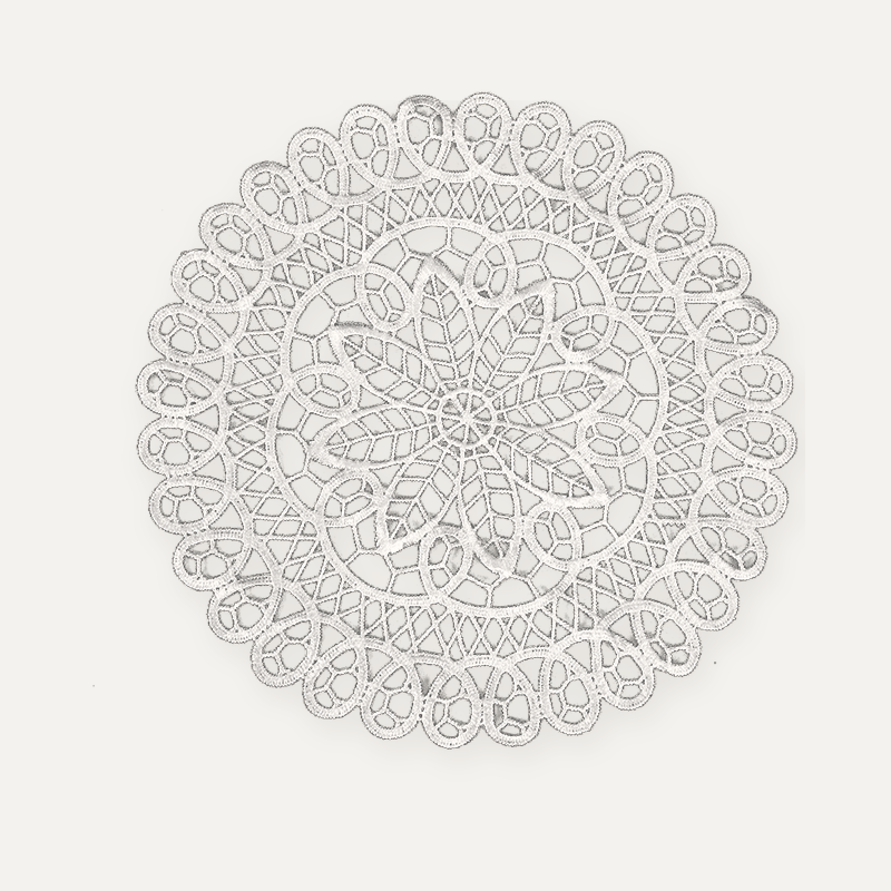 CouldNook Round Embroidered Lace Placemat - Floral Design Size Range