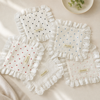 CouldNook Heart Print Cotton Lace Coaster - Ruffled Edge
