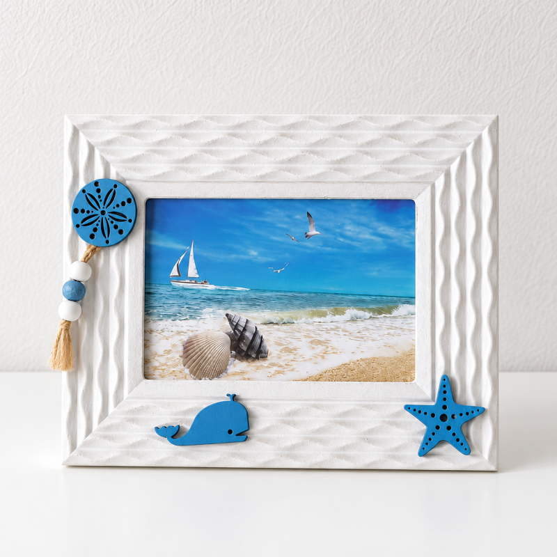 Coastal Photo Frame - Marine Motifs and Textured Border