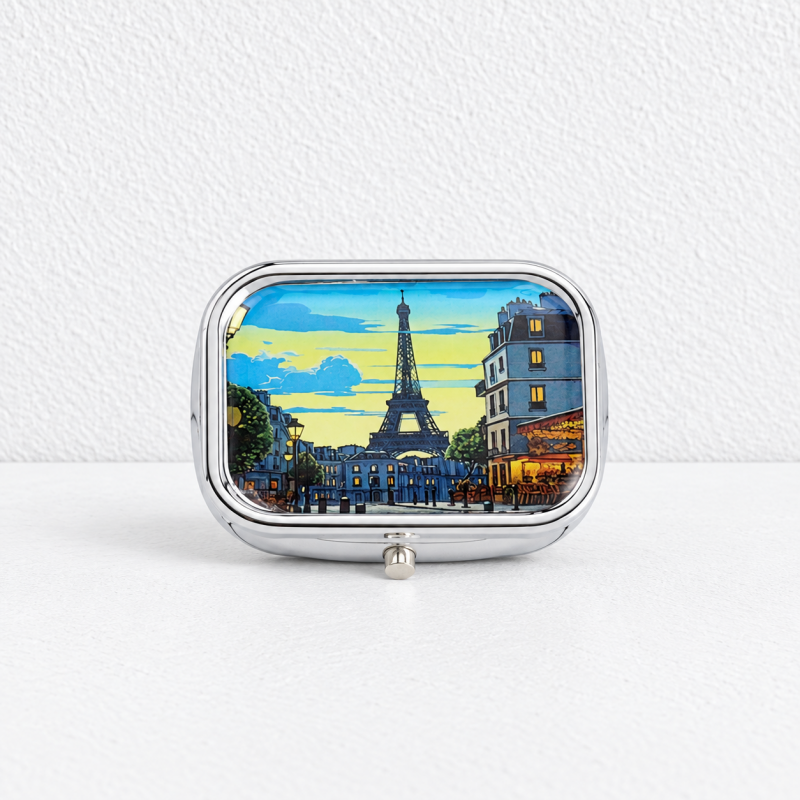 CouldNook Mirror Pill Box - Divided Interior And Rounded Rectangular Lid