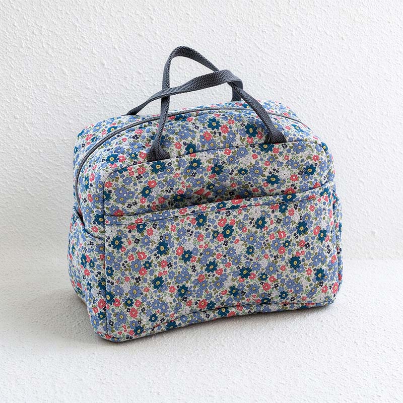 CouldNook Floral Quilted Storage Bag - Twin Handles And Front Pocket