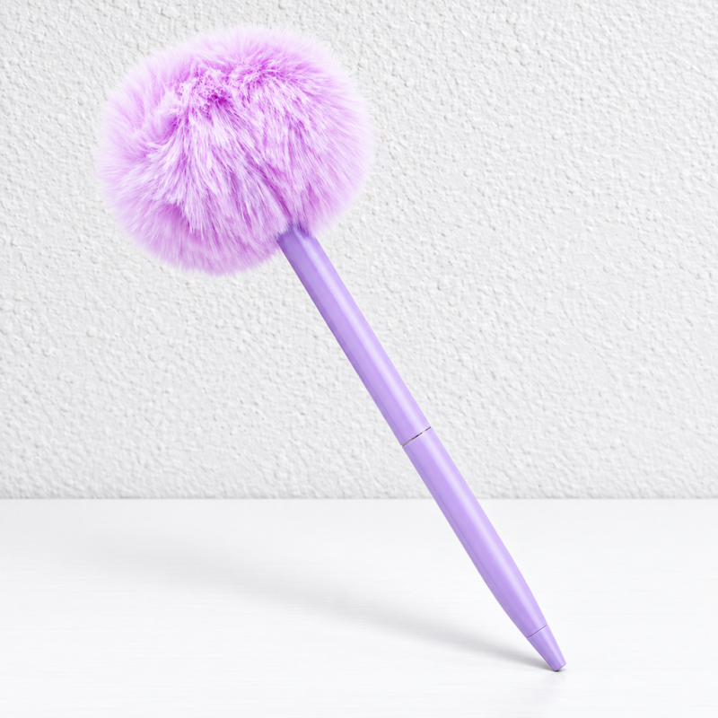CouldNook Pom-Pom Ballpoint Pen - Fluffy Round Top and Slender Barrel