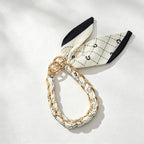 CouldNook Monochrome Scarf Phone Wrist Strap - Neutral Bow Loop
