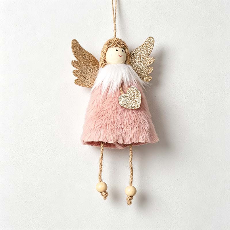 CouldNook Christmas Angel Hanging Ornament - Shimmering Wings and Textured Dress