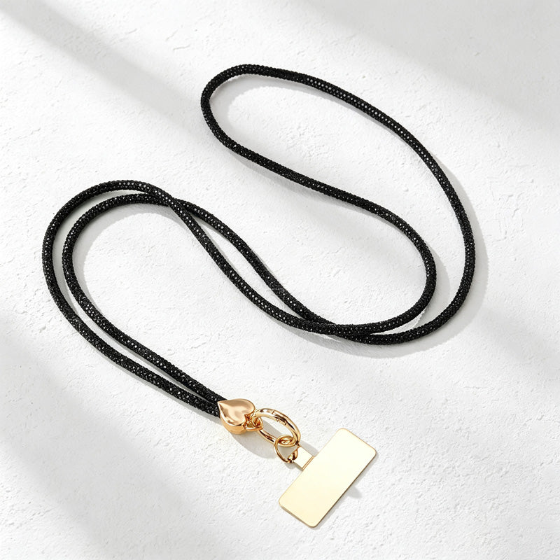 CouldNook Rhinestones Set Crossbody Phone Strap with Heart-Shaped Links