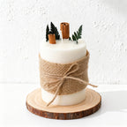 CouldNook Rustic Botanical Pillar Candle - Burlap Wrapped Farmhouse Decor