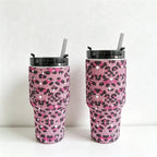 CouldNook 20/30oz Bling Rhinestone Car Tumbler - No Handle, Black Lid (Leopard & Gradient Series)