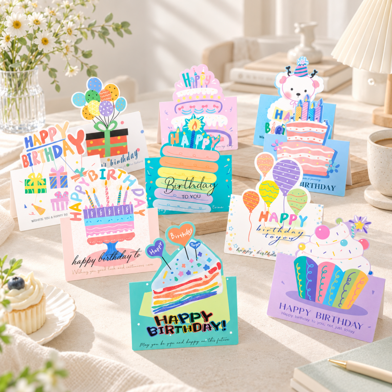CouldNook Shaped Birthday Card - Colorful Cutout Tops and Cheerful Printed Greetings