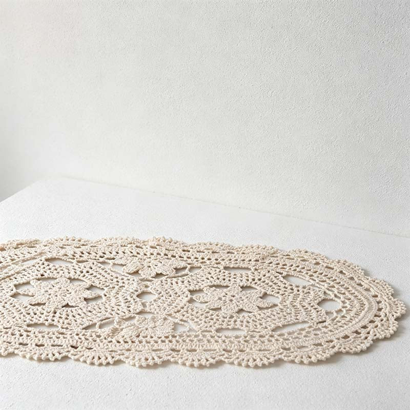 CouldNook Crocheted Lace Table Mat - Round Oval Size Options