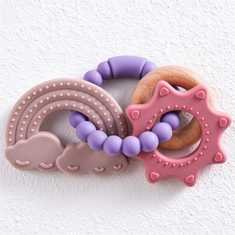 CouldNook Beaded Teether - Textured Space Leaf and Animal Shapes