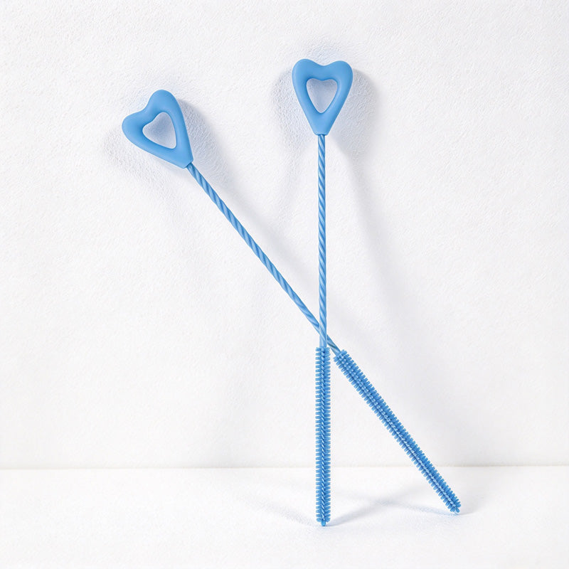 CouldNook Heart Straw Cleaning Brush - Twisted Shaft And Silicone Bristles