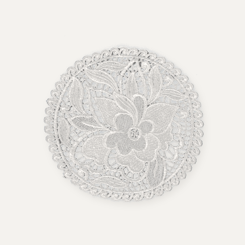 CouldNook Round Embroidered Lace Placemat - Floral Design Size Range