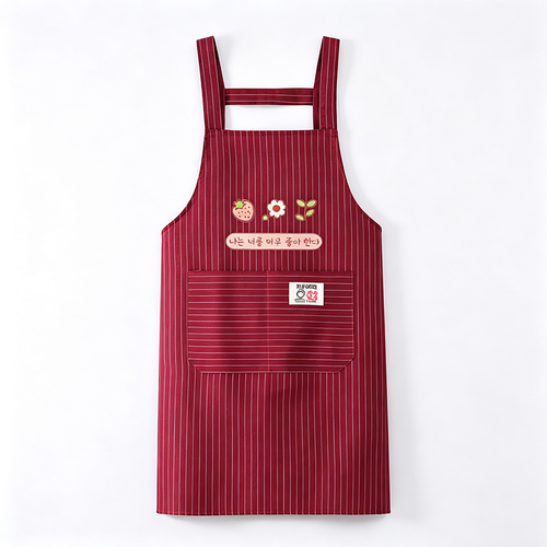 CloudNook Striped Linen Blend Apron‑Adjustable Kitchen Work Apron