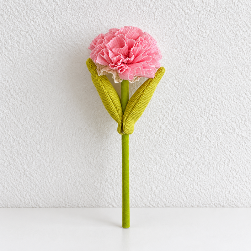 Artificial Carnation - Ruffled Petals and Paired Green Leaves