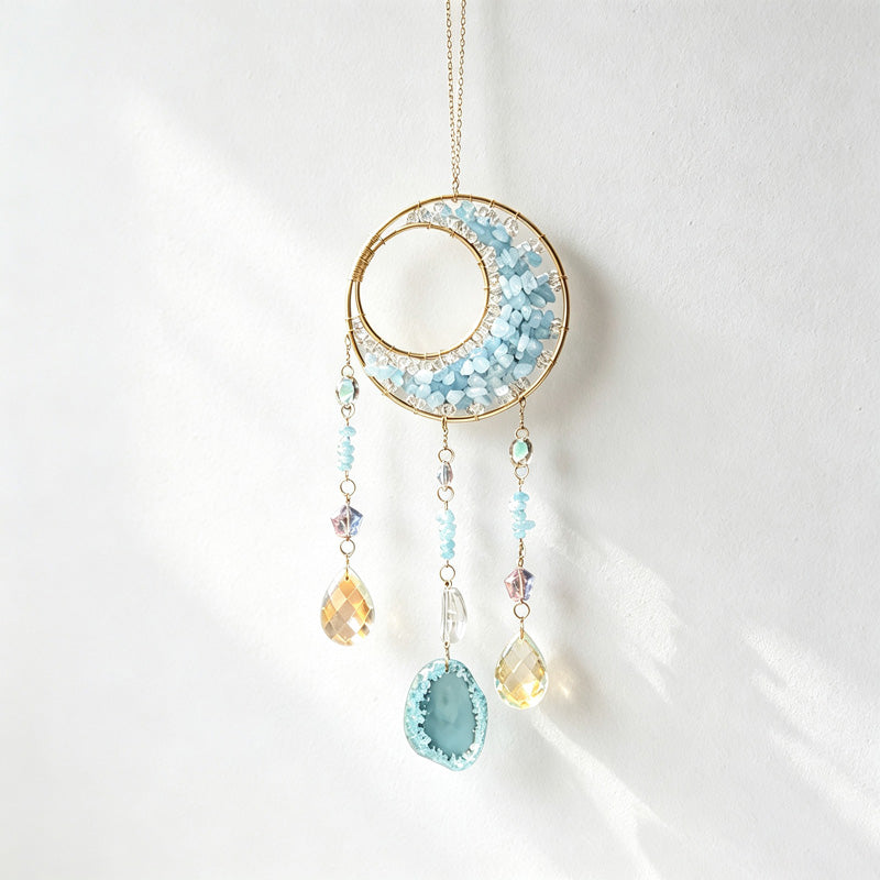CouldNook Gemstone Crescent Suncatcher - Crystal Drop Window Hanging