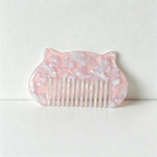CloudNook Cat Shape Acetate Comb‑Marble Wide Tooth Hair Comb