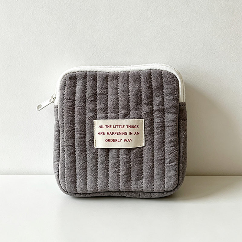 CouldNook Quilted Cotton Mini Storage Pouch‑Zipper Cosmetic Makeup Bag