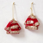 CouldNook Flocked Christmas Ornament Set - Glitter Details and Hanging Loops