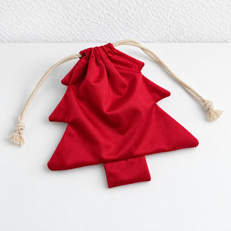 CouldNook Christmas Tree Drawstring Bag - Plain Fabric Pouch