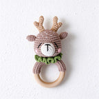 CouldNook Crochet Animal Rattle - Wooden Ring and Textured Figure
