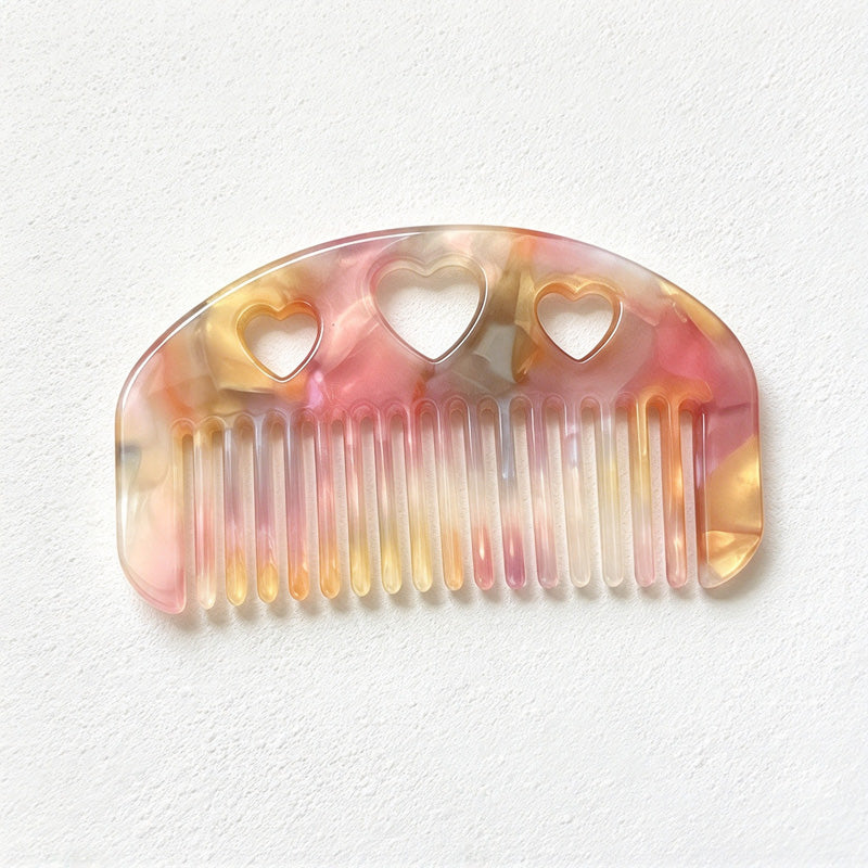 CouldNook Heart Cutout Hair Comb - Arched Acetate Design
