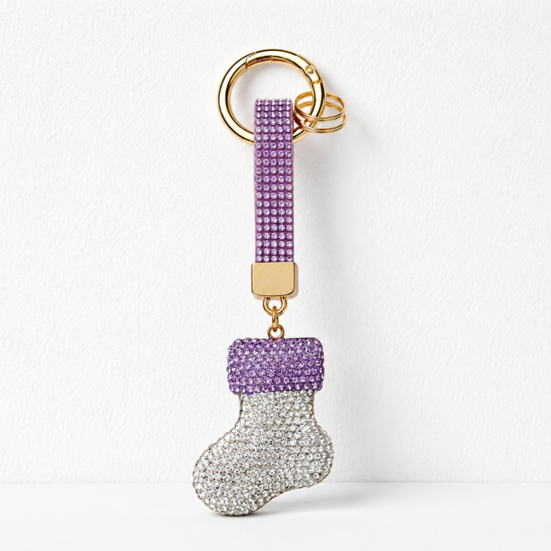 CouldNook Christmas Rhinestone Keychain - Festive Snowman Charm