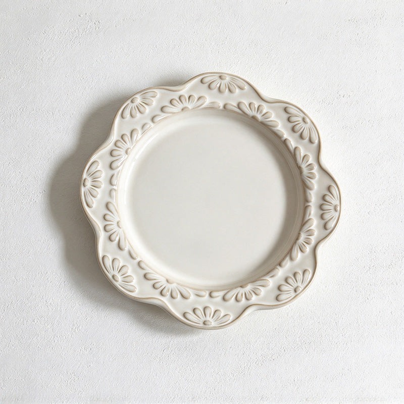 CouldNook Decorative Plate - Embossed Floral Rim Designs