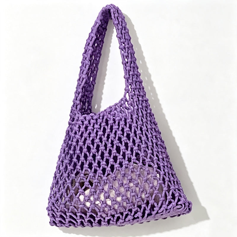 CloudNook Cotton Rope Woven Handbag‑Mesh Tote Bag