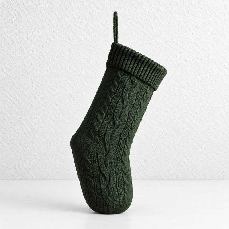 CouldNook Cable Knit Christmas Stocking - Ribbed Foldover Cuff