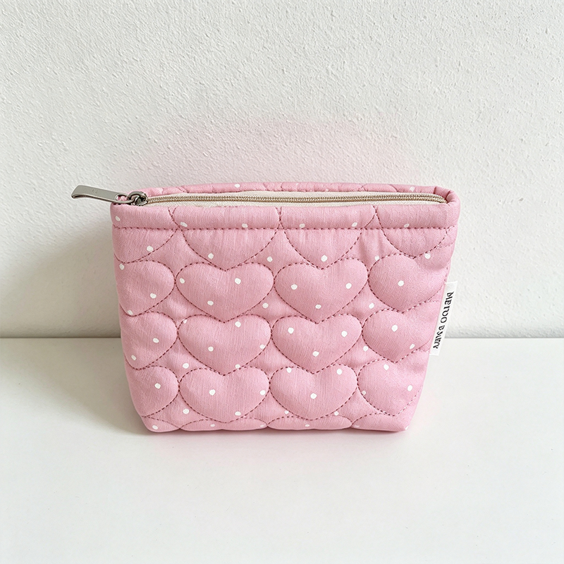 CouldNook Heart‑Dot Quilted Cosmetic Bag - Vanity Storage Accent
