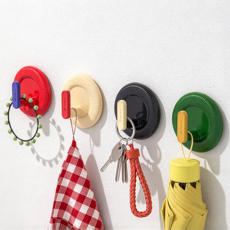 CouldNook Round Adhesive Hook Set - Ridged Backplates and Contrasting Centers