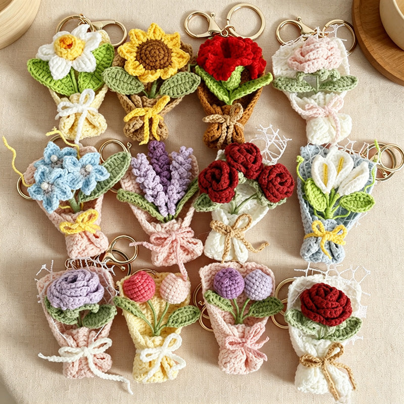 CouldNook Yarn Mini Flower Bouquet Keychain - Seven Bloom Designs