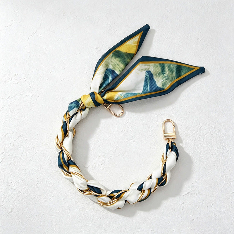 CloudNook Silk Scarf Phone Wrist Strap‑Braided Anti‑Lost Lanyard