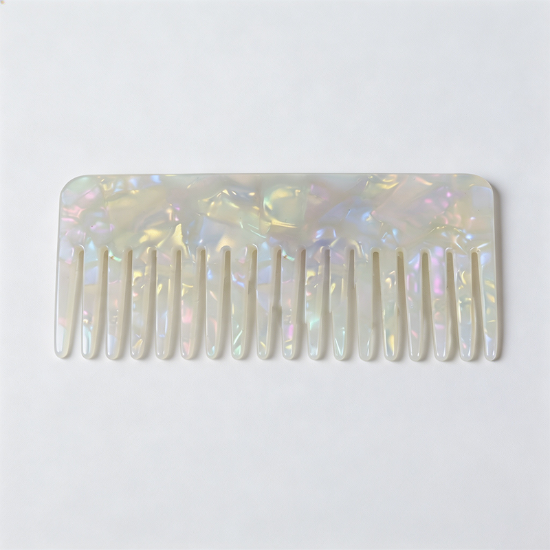 CouldNook Rectangular Marble Acetate Comb‑Wide Tooth Hair Comb