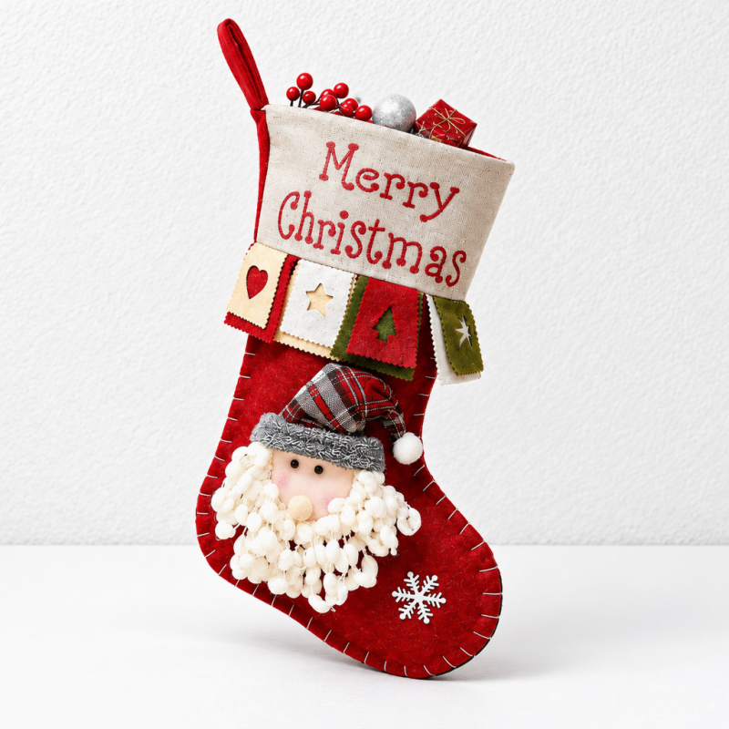 CouldNook Character Christmas Stocking - Raised Festive Face