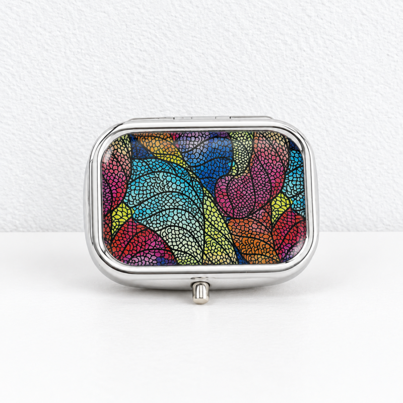 CouldNook Mirror Pill Box - Divided Interior And Rounded Rectangular Lid