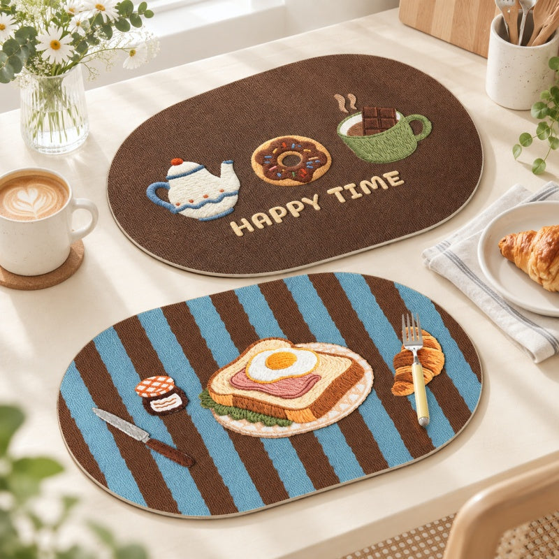 CouldNook Printed PVC Placemat - Patterned Oval and Rectangular Designs