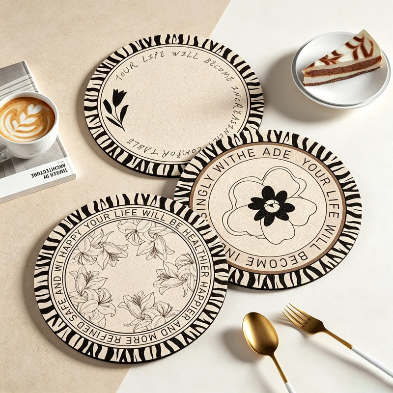 CouldNook Printed Round Coaster - Absorbent Pattern Size Choices