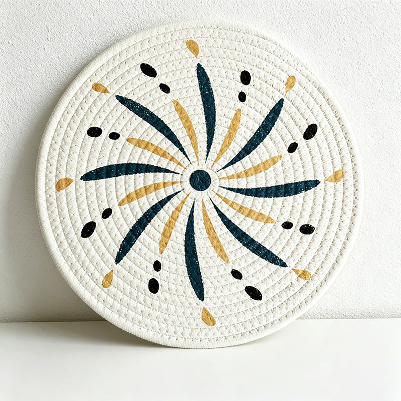 CouldNook Round Woven Cotton Placemat - Bohemian Mandala Dining Mat