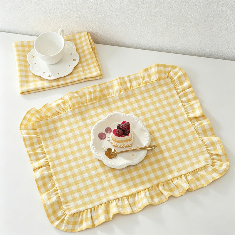 CouldNook French Style Cotton Ruffled Napkins & Placemats – Reusable Table Linens for Dining & Decor
