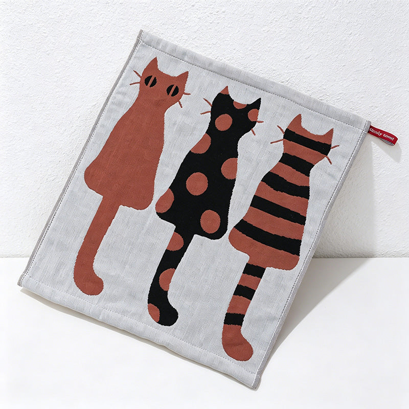 CouldNook Pure Cotton Gauze Cartoon Square Towel - Cute Absorbent Handkerchief