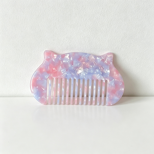 CloudNook Cat Shape Acetate Comb‑Marble Wide Tooth Hair Comb