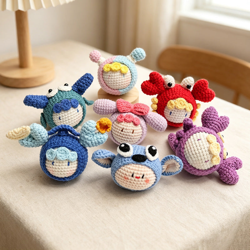 CouldNook Yarn Zodiac Doll Keychain - Twelve Animal Characters