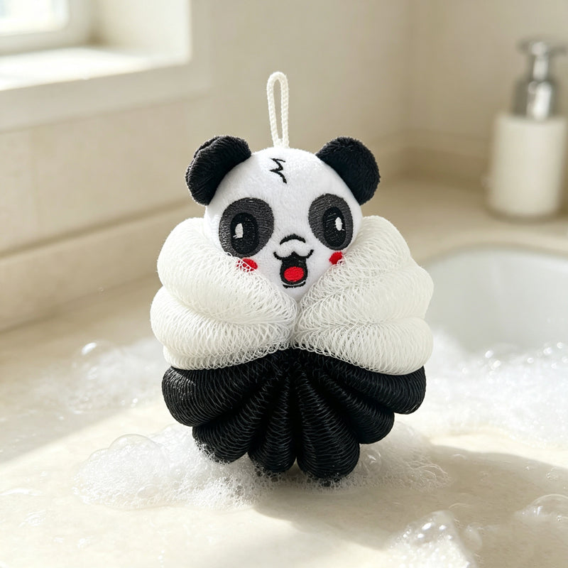 CouldNook Animal Bath Pouf - Braided Character Flower Design