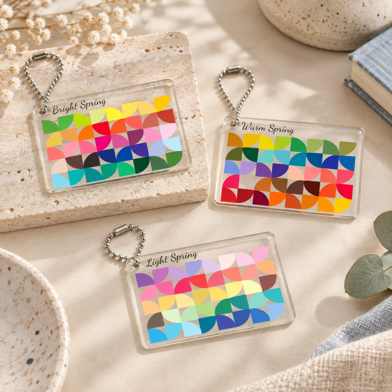 CouldNook Seasonal Color Palette Keychain - Geometric Swatches and Clear Border