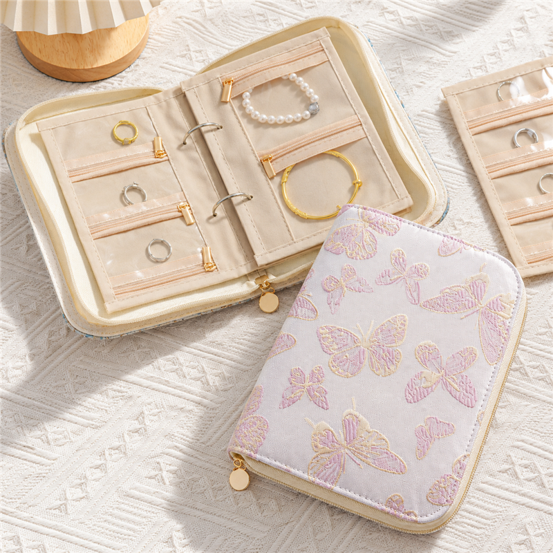 Patterned Jewelry Organizer Folio with Five Insert Pages