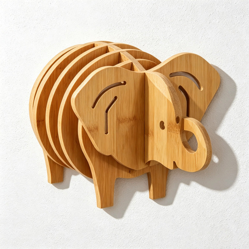CouldNook Bamboo Animal Trivet Set - Small and Large Shapes